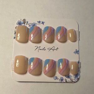 Press-On 24pcs Colorful Nail set (Pink, Purple, & Blue)